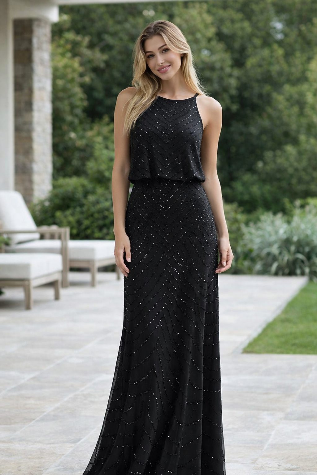Black Beaded Evening Gown Style: Elegant Modern Formalwear Inspiration